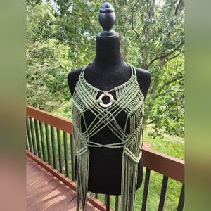 Green Macrame Halter Top